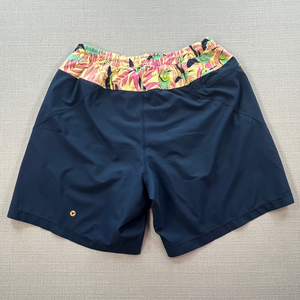 Birddogs Gym Shorts Mens XL Navy Blue Tropical Humming Print Lined Athletic Wear - Picture 2 of 7